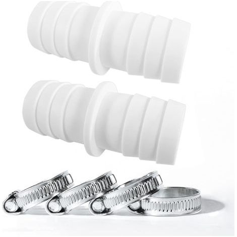 Lote de 2 racores para manguera de piscina de 32 mm + 4 abrazaderas de acero inoxidable estándar de 1 1/4 (1/5)