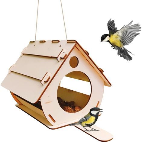 Mangeoire À Oiseaux En Bois - Cabane Pour Oiseaux À Monter Soi-Même - Décoration Pour Jardin Extérieur - 1 Pièce (1/5)