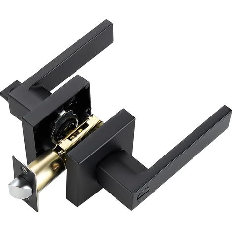 Levier de Porte Robuste, Serrure de Porte, Poignée de Porte Carrée, Leviers de Porte D'Intimité pour Lit et Salle de Bain, Poignées Intérieures Sans Clé Faciles à Utiliser (1/5)