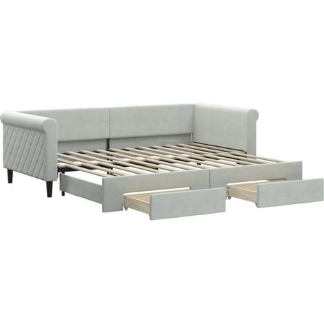 Maison Exclusive - Divano Letto Estraibile Cassetti Grigio Chiaro 90x200cm Velluto