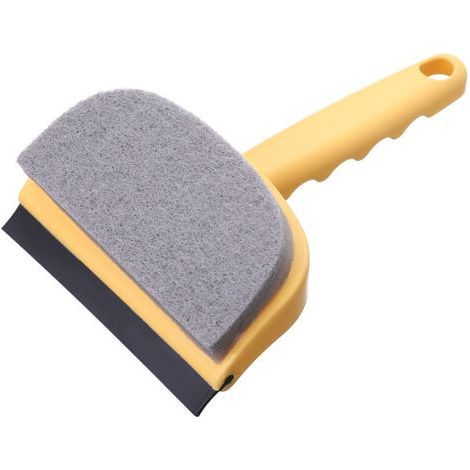 Éponge jaune, 11,519 cm, tête de brosse double face, brosse de nettoyage pour miroirs en verre, raclette à vitre. (1/5)