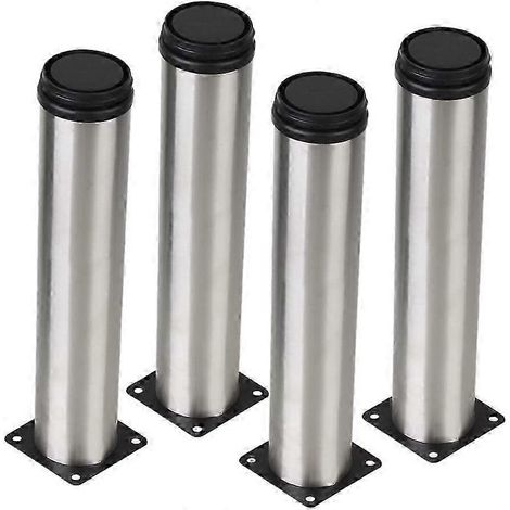 Un ensemble de 4 pieds réglables en acier inoxydable, argentés, 50 x 250 mm (1/5)