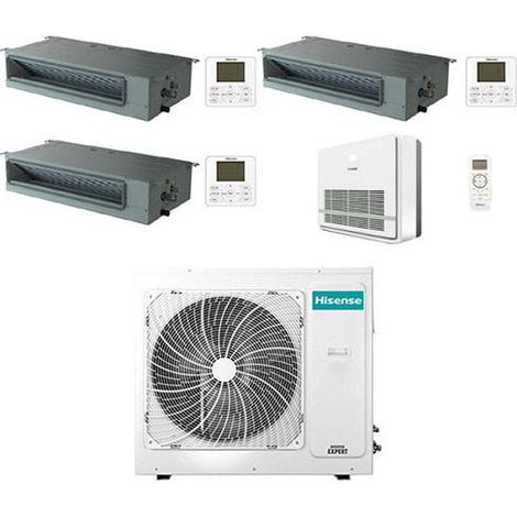 Climatizzatore Condizionatore Hisense Canalizzabile + Console R32 Quadri Split Inverter 9000 + 9000 + 9000 + 12000 BTU con U.E. 4AMW81U4RJC Classe A++/A+