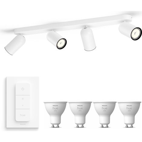 Philips Hue Kosipo Aufbauspot mit 4 Lichtpunkten GU10 (Weiß) Warmweißes Licht - Inkl. 1 Dimmschalter - White (1/5)
