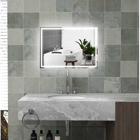 Specchio da bagno LED 70 x 50 x 4 cm, touch, anti-appannamento DESVIAE (1/5)