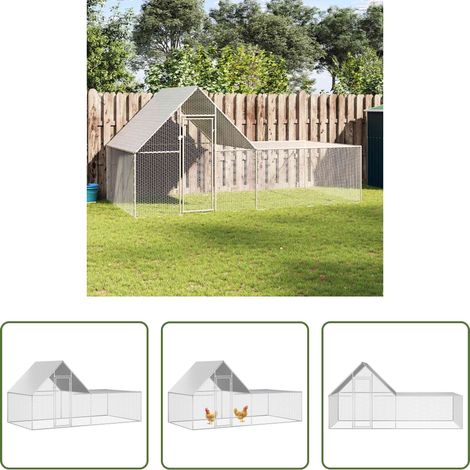 vidaXL Hühnerstall aus Stahl - Hühnerstall 4x2x2 m Verzinkter Stahl (1/5)