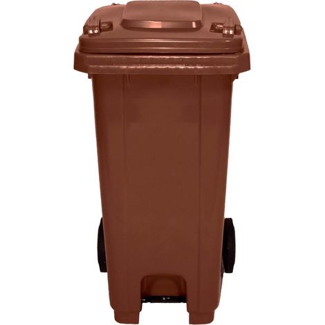 IBEROGARDEN Cubo de basura con pedal 120 litros  Color Marron  Uso fácil y seguro Práctico y duradero (1/5)