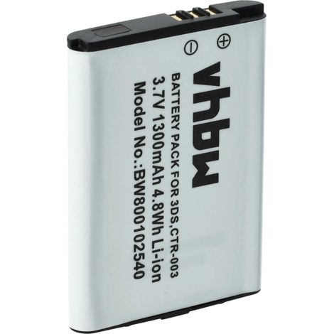 vhbw Akku Ersatz für Nintendo CTR-003, C/CTR-A-AB für Spielekonsole (1300 mAh, 3,7 V, Li-Ion)