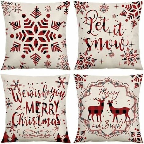 4PCS Thème de Noël Housse de Coussin,Taie d'oreiller de Flocon de Neige,Taie d'oreiller de Noël,Noël Housse de Coussin,Taie d'oreiller de Noel pour Canape (1/5)