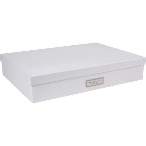 Bigso Box of Sweden Portadocumenti scrivania per fogli formato A3 - Portadocumenti ufficio con coperchio e maniglia - Organizer portadocumenti in fibra di legno e carta - bianco (1/5)