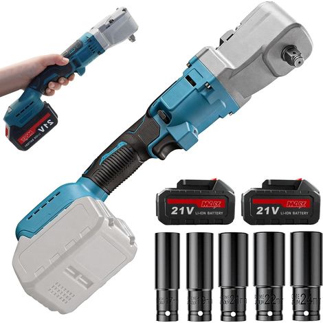 Clé à Chocs Sans Fil, 350 Nm 1/2 Pouce Visseuse a Choc Compatible avec Makita Batteries 18V 20V 1500 Tr/min avec 2 Batteries et 5 Écrous à Chocs de Précision 17-24 mm (1/5)