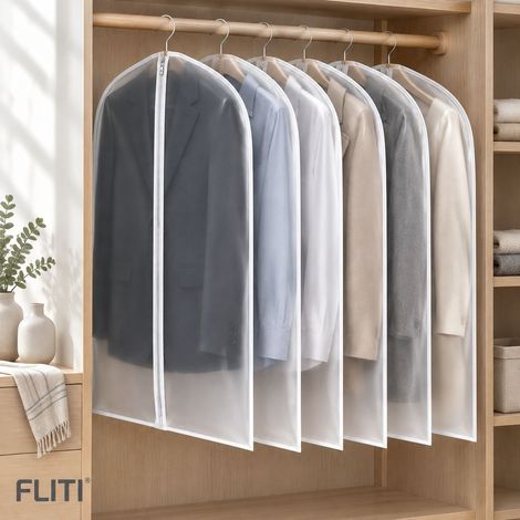 Housse Vetement Penderie Lot de 6 - Housses de Vêtements Transparentes et Solides avec Zip Renforcé, Anti-Poussière et Imperméable pour Costumes, Chemises et Manteaux (60 100CM+60 120CM) (1/5)