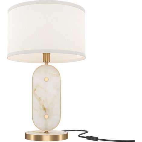 Lampada Da Tavolo Moderna Marmo Metallo Oro Paralume Tessuto 1 Luce E27 40W (1/4)