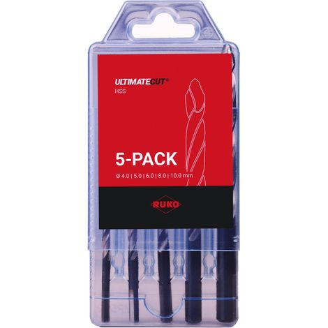 RUKO ULTIMATECUT Spiralbohrer-Satz DIN 338 Typ FLOWSTEP® HSS - 5-tlg. in Kunststoffbox - 259205RO (1/5)