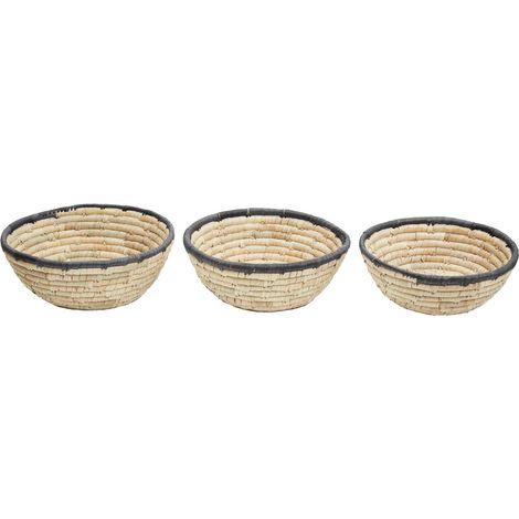 Premier Housewares Set of 3 Palm Leaf Baskets with Black Trim (1/5)