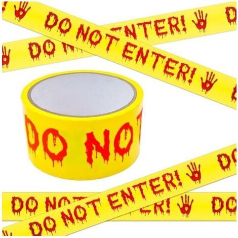 Ruban d'avertissement de décoration d'Halloween, rouleau de ruban d'avertissement jaune effrayant de 4,8 cm x 25 m, ruban d'avertissement de danger (1/4)