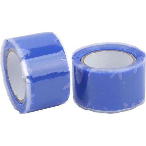 2 Stück selbstverschweißende Silikonbänder, Isolierband, wasserdicht, Klebeband für Wasserrohr-Schlauchreparaturen, blau (1/5)