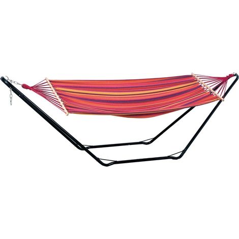 Hamac sur pied en Elltex 200x100cm – Support métal résistant aux intempéries – Charge max 100kg – Confort optimal avec baguette – Amazonas