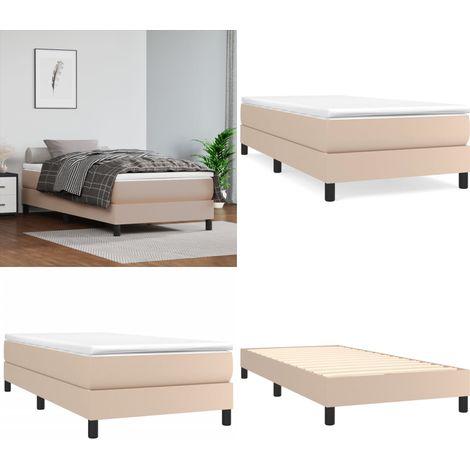 Bettgestell Cappuccino-Braun 100x200 cm Kunstleder - Bettes Gestell - Schlafzimmer Möbel - Doppelbett - Kunstleder Bett - Braun Bett - Home & Living (1/5)