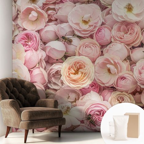 Carta Da Parati Non Tessuto - Con Colla Inclusa per Camera da Letto - Facile da Applica - Motivo decorativo Bellissimi fiori 250x250 cm (1/5)