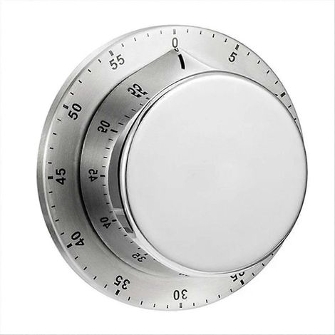 Minuteur de mechanical manuel acier inoxydable magnétique base cuisson horloge countdown study fitness minuteur argent (1/5)