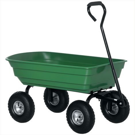 Chariot de jardin 100 L 250 kg 4 roues pneumatiques Vert (1/5)