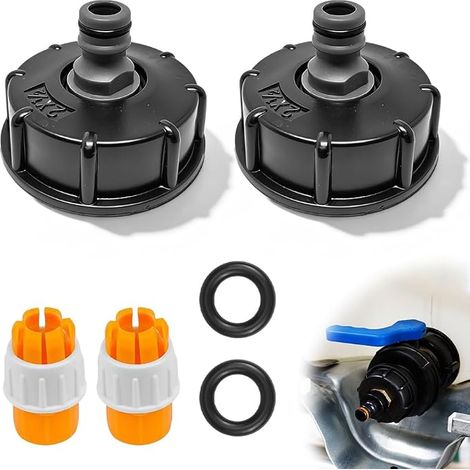 2 Pièces Bouchon de Réservoir IBC S60x6 Raccord Avec Adaptateur Mamelon 1/2" Bouchon de Réservoir Convient pour Raccorder Le Tuyau de Jardin réservoirs d'eau de pluie raccord de tuyaux (1/5)