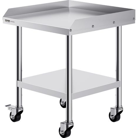 Table de travail en acier inoxydable 61x61 cm pour préparation alimentaire avec 4 roulettes professionnel (1/5)