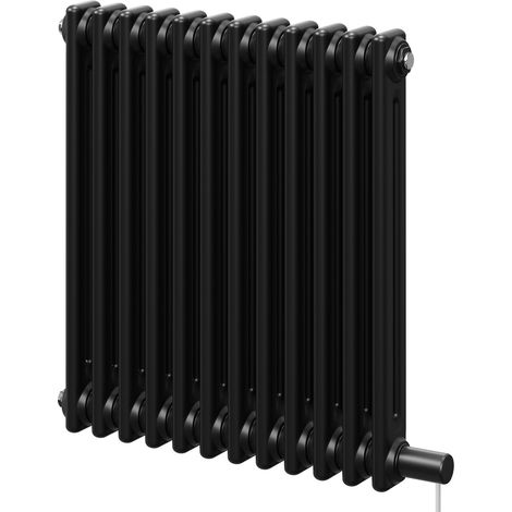 Colosseum Colore Matt Black 600mm x 548mm Horizontal Electric Double Column Radiator (1/5)