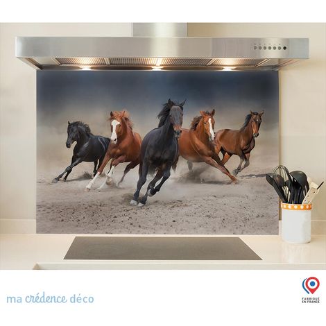 Fond de hotte : Chevaux - Alu composite - 70 cm - 60 cm