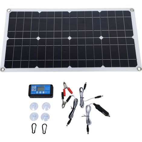 Kit de panneau solaire 100W étanche IP67 – Contrôleur DC 12V/24V 20A – Dimensions 54x28cm – Énergie portable pour camping-car et caravane (1/5)