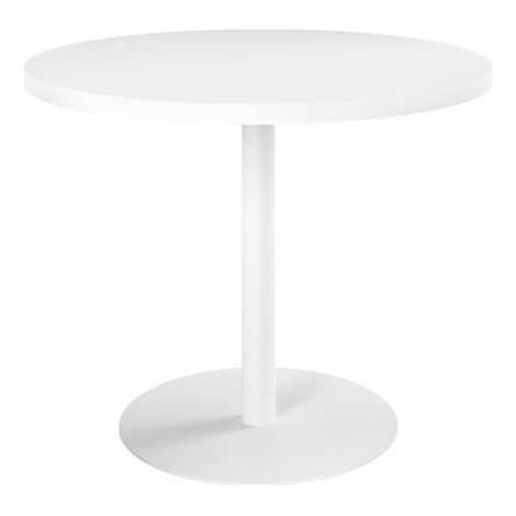 Table ronde 100 cm plateau blanc piètement colonne blanc Essens - Maxiburo
