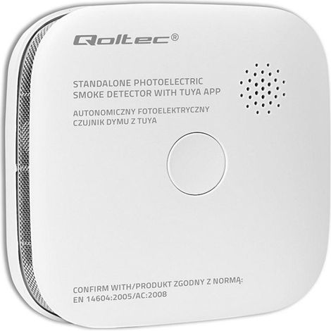Qoltec 52579 Detector de humo inalámbrico con batería  Tuyá  Wi-Fi  Vida útil del sensor: 10 años  Alarma: 85dB  CONDUJO (1/5)