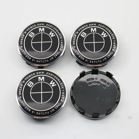 (Lot de 4 enjoliveurs 56 mm, Thunder All Black) - Cache-moyeu de roue, autocollant central de volant, logo BMW M, logo capot et coffre, compatible avec BMW X6 G01 E84 X1 X2 X3 (1/5)