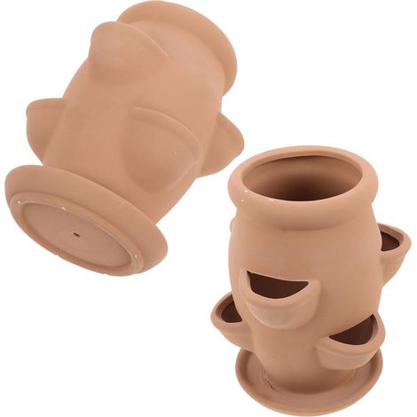 Jardinières en Terre Cuite à 6 Poches Lot de 2, Pots Légers 19X15X15 CM pour Orchidées et Succulentes, pour Balcon et Terrasse Intérieur Extérieur (1/5)