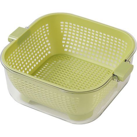Doppelter Abtropfkorb, Filter zum Waschen von Obst und Gemüse, grün – (1/5)