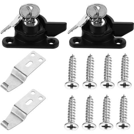 Ensemble De 2 Serrures Pour Portes Coulissantes Et Fenêtres Avec Clé Boucle De Verrouillage Push-pull En Alliage Daluminium Pour La Sécurité Et La Sûreté De La Maison