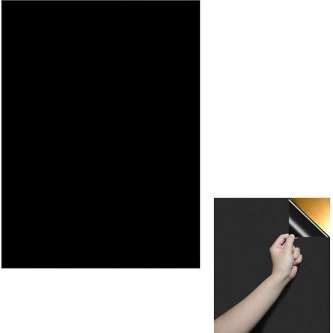 Film Occultant Fenête,Film Fenete Anti egad,Noi Film Opaque pou Vite,Anti-UV 100% Blocage de Lumièe Vite Film,Noi éutilisable Anti-Chaleu Anti egad Film Électostatique Occultant,30200 (1/3)