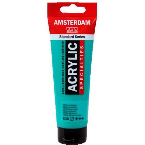 Peinture acrylique - AMSTERDAM - 120 ml - Vert métallisé - Résistant à la lumière - Satiné (1/2)