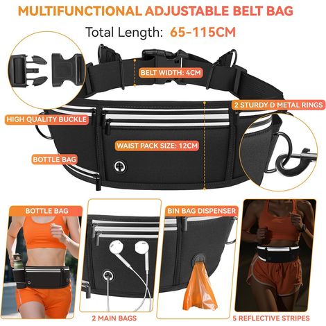 Ceinture de course avec laisse élastique pour chien, kit de promenade mains libres avec pochette multifonctionnelle, réfléchissant pour la sécurité nocturne