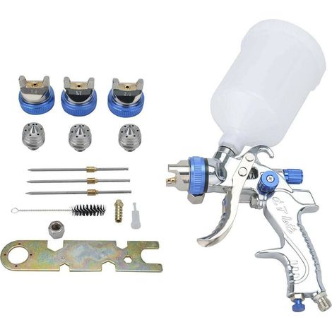 Spray Gun HVLP Gravity Feed Air Spray Gun Aluminium Atomizing Spray Gun with 1.4MM 1.7MM 2.0MM Nozzle 600CC Cup for Tool Paint Car Auto Repair (Blue)