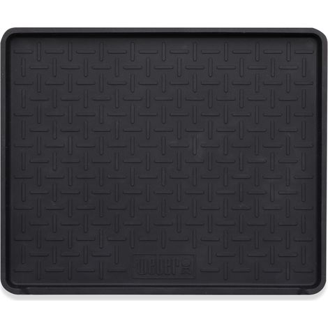 Tapis à Outils en Silicone résistant à la Chaleur avec Bords surélevés pour ustensiles de Barbecue et Protection de Surface, Passe au Lave-Vaisselle, 1,5 x 28 x 23 cm, Noir (1/5)