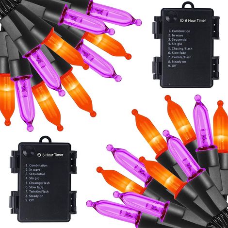 Guirlande lumineuse extérieure - Purple Orange, 10M 100 LED guirlande lumineuse électrique, étanche, sapin de Noël, balcon de jardin (1/5)