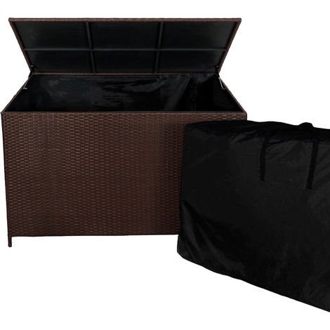 Rattan Kissenbox Große 138cm 582L Auflagenbox Gartenbox Outdoor Gartentruhe Braun (1/5)