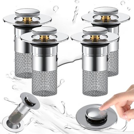 (2 Tapón lavabo desagüe emergente acero inoxidable núcleo latón, Reemplazo universal tapón lavabo 1.25-1.45 pulgadas, Tapón bañera, 2 Piezas (1/5)