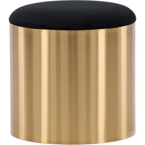 Puff Pouf, Hocker Ø45cm Velour schwarz, Messing. (1/4)