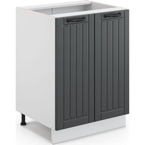 Mobiletto base cucina Fame-Line, Antracite rustico, 60 cm senza piano di lavoro, Vicco