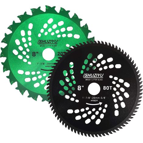 205mm-20T+80T, 2-Piece Set, 25.4mm Shaft, With Washer Adapter 565-20-15.8mm, Brush Cutter Blade (1/5)