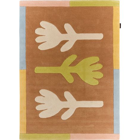 Tapis fait main pastel géométrique en laine coton - 133 x 190 cm (1/5)