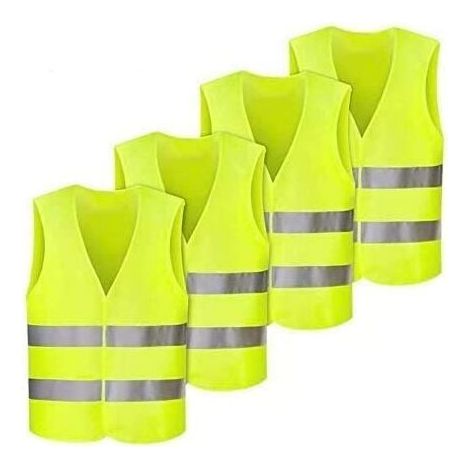 4-teiliges Set hochsichtbarer Sicherheitswesten, fluoreszierend gelbe reflektierende Sicherheitswesten, hochsichtbare reflektierende Autoweste